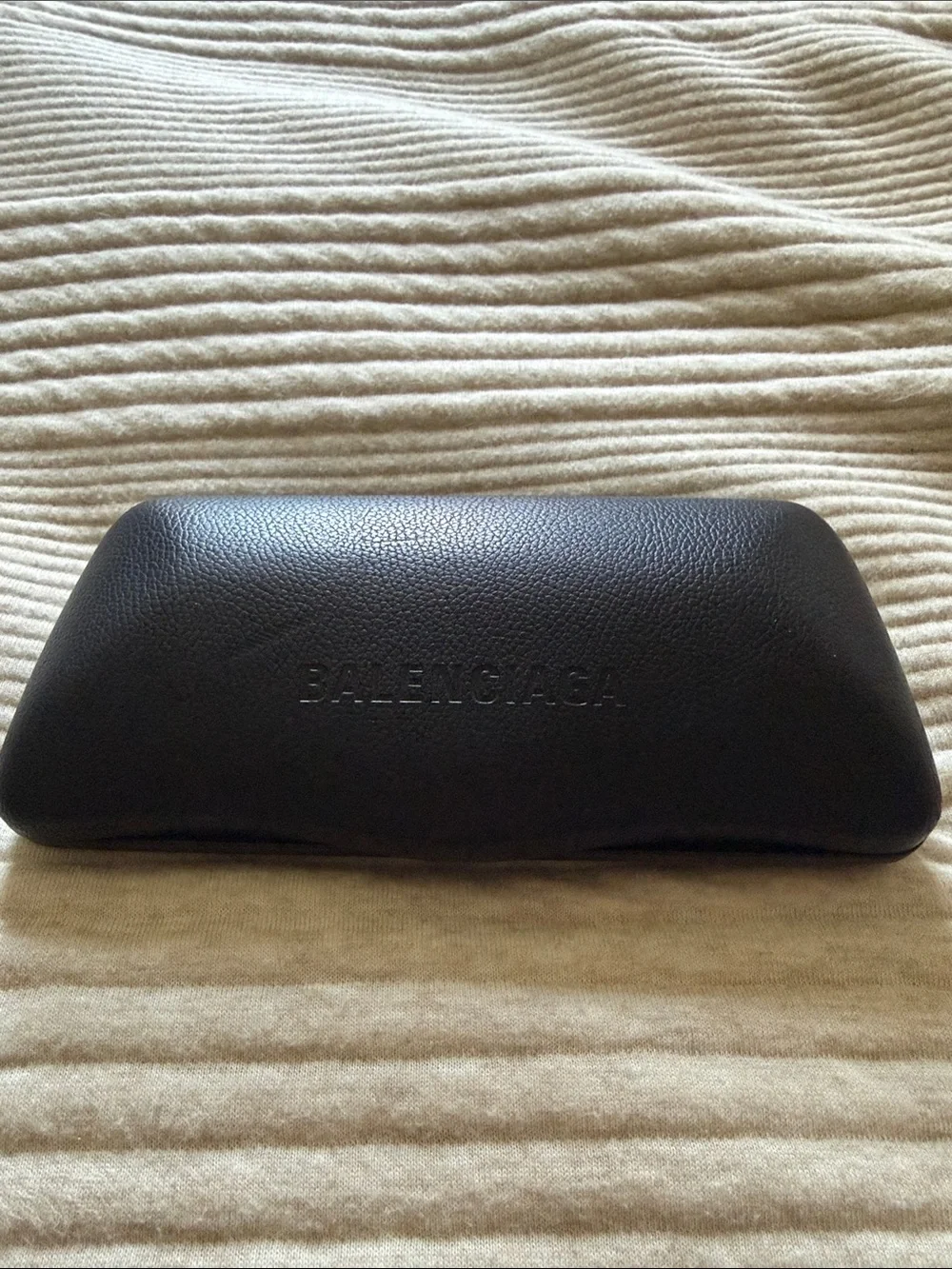 Balenciaga Black Embossed Leather Sunglasses Case